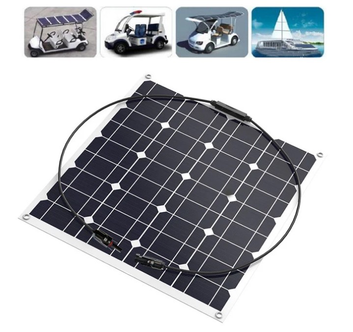 Small Powerful 12v 50w Solar Panel Semi Flexible Monocrystalline Solar Panel