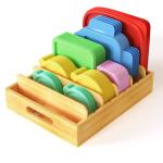 Bamboo Food Container Lid Organizer with Adjustable Dividers 30.49 x 25.41 x 6
