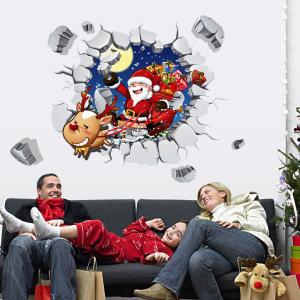 Wholesale Santa Claus Christmas Wall Stickers Removable 3D View Art PVC Visual Effect Decal from china suppliers