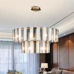 Living room home decor double layer led luxury crystal round chandelier lighting