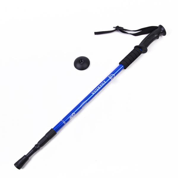 Blue Aluminum Telescopic Mountain Trekking Pole for Straight Handle Walking Cane