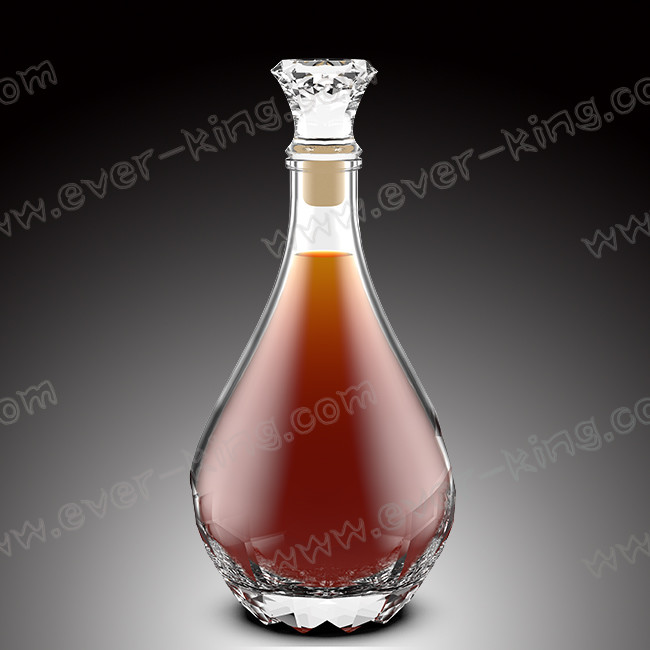 Heat Resistant Clear 750ML Rum Glass Bottle With Diamond Cap