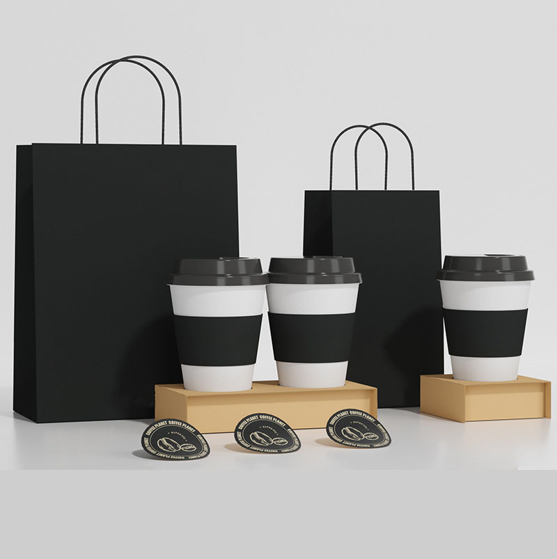 Custom Recyclable Paper Flat Bottom Kraft Paper Shopping Bag for Tea Coffee Packaging