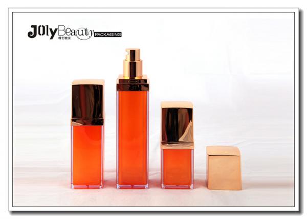 Quality Promotional 15ml Empty Square Plastic PP Airless Bottle Orange Skin Care Cream Bottle for sale