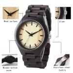 Custom Wooden Quartz Watch Auto Date Portable Handcrafted Simple Design For Men