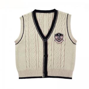Wholesale Knitting Pattern Children Sleeveless Cardigan Sweater Baby Boy Wool Sweater Boy Vest from china suppliers