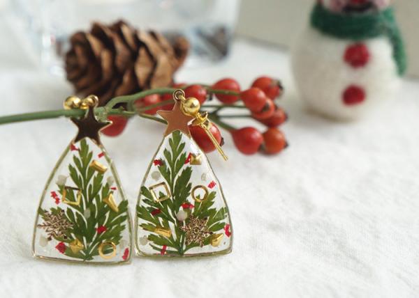 Quality Christmas Tree Green + Red Clip-on Earrings Woman 14k Gold Lighted For Girl Friend for sale