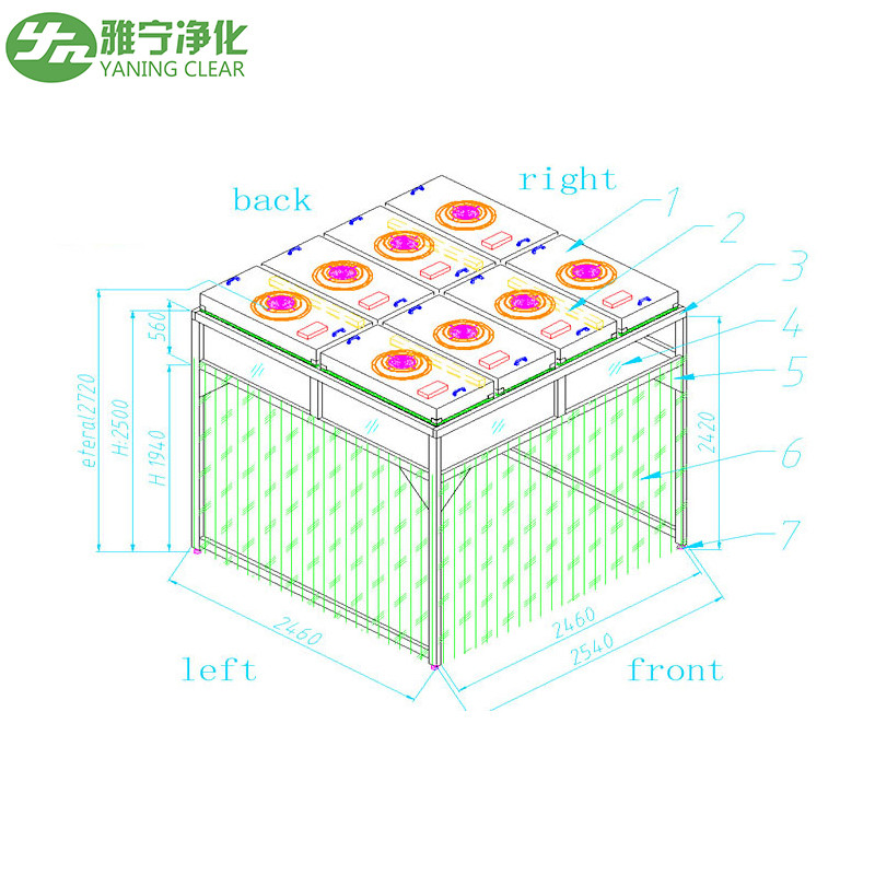 YANING GMP Standard ISO5 Modular Clean Room Soft and Hard Wall Clean Room Clean Booth