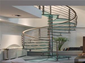 Wholesale Brushed Stainless Steel Glass Space Saving Spiral Staircase With Rob Railing from china suppliers