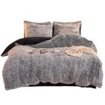 Home Hotel Wedding Rainbow Color Faux Fur Velvet Fluffy Plush Soft Bedding Set 4