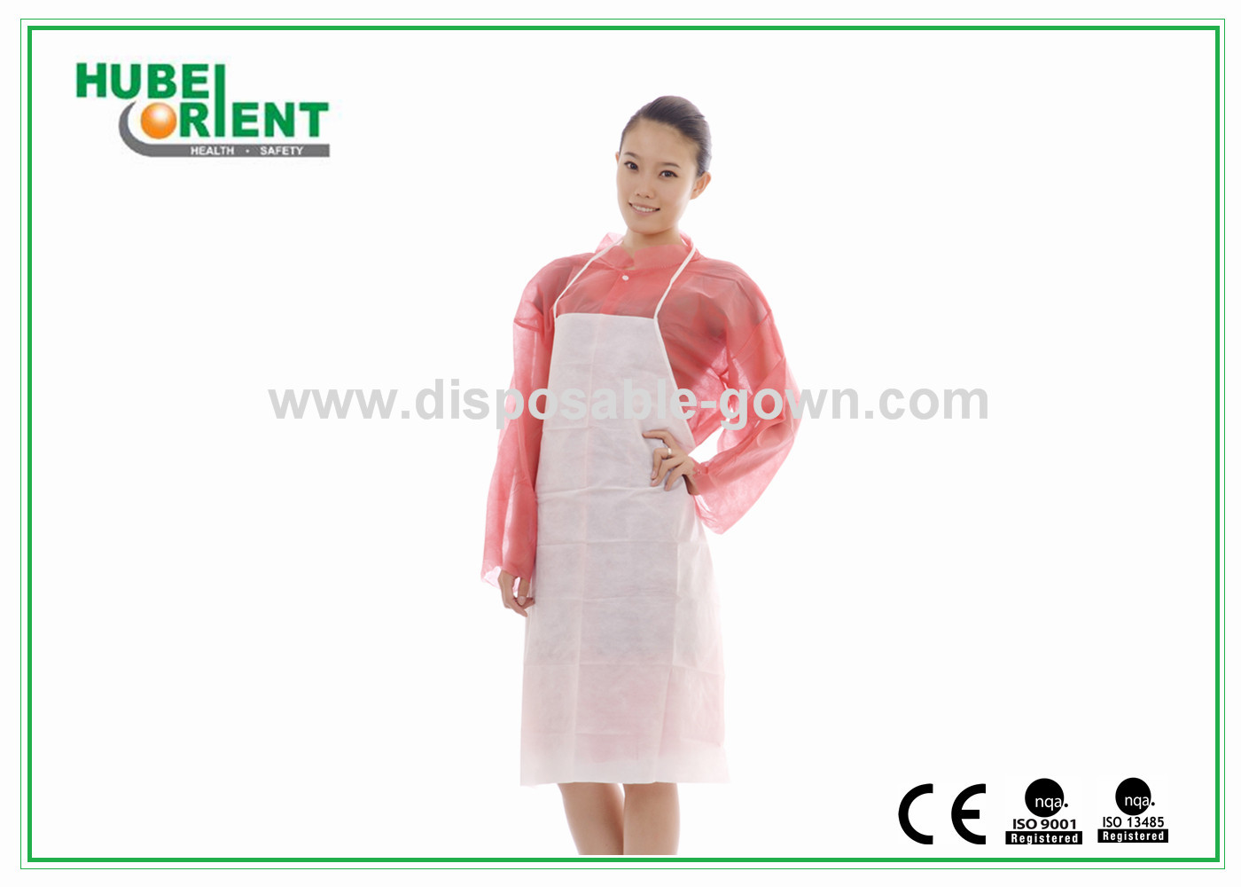 40g/m2 Nonwoven Disposable Sleeveless Apron for Food Processing