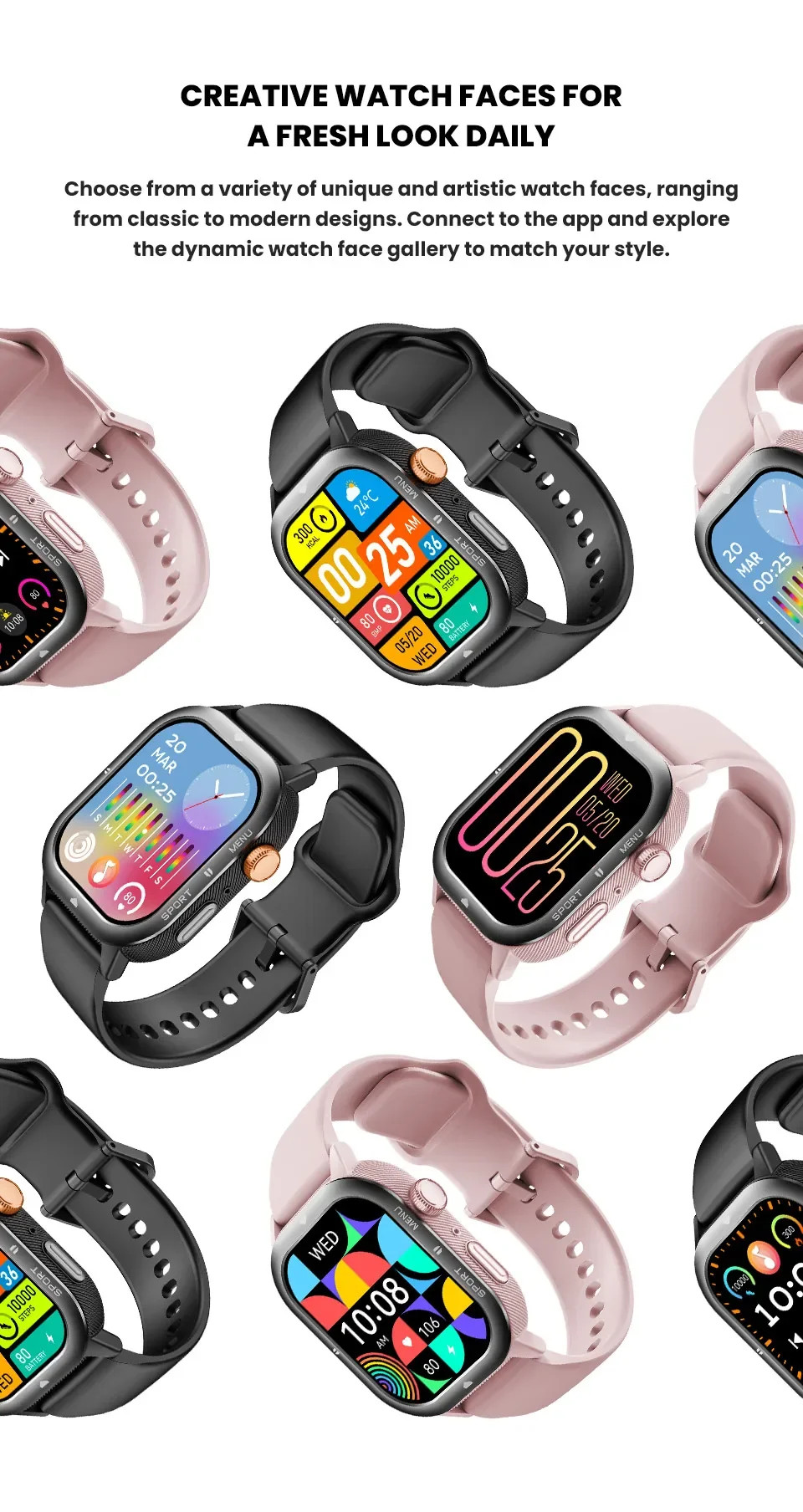 C30 1ATM Waterproof Smartwatch For Men Women , BT Call Fitness Sleep Heart Rate Sport Watch