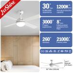 Simple White Ceiling Fan With Lamp Light 3-Speed AC Motor