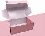 Pink Corrugated Card Packaging Apparel Gift Boxes With Tearing Off Tape