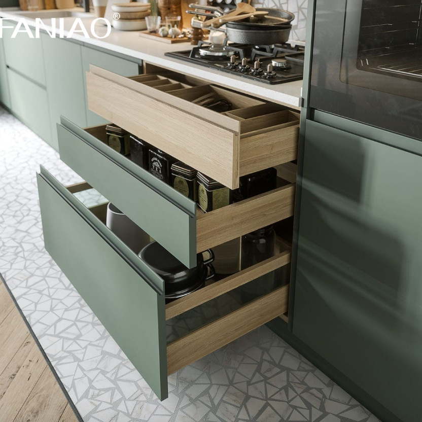 China Manufacturer Plywood Board Kitchen Cabinets Modern Designs Melamine Flat Pack Modular MDF Kitchen Cabinet