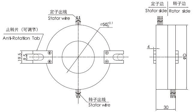 k250 series K250 Pancake Slip Ring slip ring Drawing 