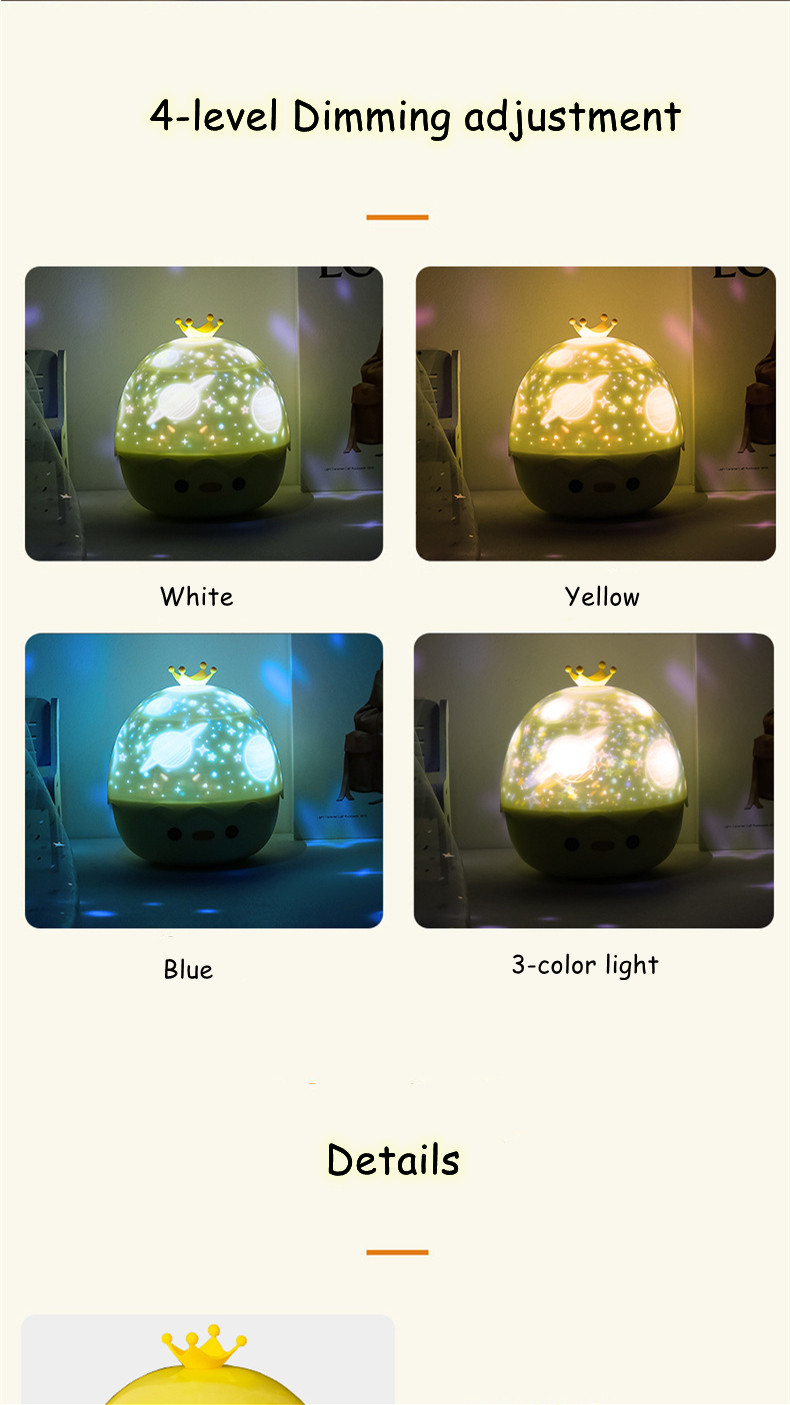 New Crown Duck projection Night Light Colorful Rotate Music box Projector With Remote control For Kids Holiday Decor Gi