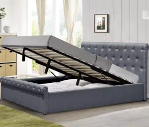 Wholesale Lift Up Storage Bed Full Size Upholstered Bed with Tufted Headboard and Storage Underneath from china suppliers