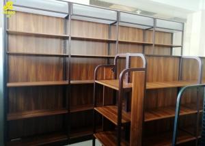 China Fashionable Industrial Wood And Metal Bookcase / Wood Metal Bookshelf Display on sale