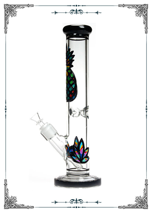 13.5 Inches 7MM Straight Tube Glass Bongs Color Painting Pineapple