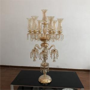China Antique Crystal Glass Candelabra Table Centerpiece 13 Arms Crystal Glass Champagne Gold on sale