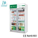Luxury Double Glass Doors Vertical Display Chiller For Hypermarket / Upright