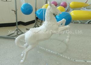 China White Whirligig Fiberglass Horse Statue , Fiberglass Animal Sculptures Sunproof on sale