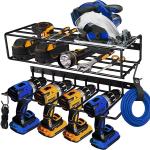 5 Drill Holders Wall Mount Metal Shelf Heavy Duty Steel Power Tool Storage for