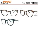 Retro fashionable reading glasses ,made of PC frame ,silver metal parts,Power