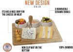 Unbreakable Bamboo Cheese Serving Tray , Bamboo Cheese Platter Board With 3 Bowl