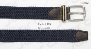 Wholesale Male Navy Stretch Belts With Brown PU Tip , With Woven Tape Loop from china suppliers