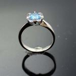 925 Sterling Silver Round Blue Topaz Cubic Zircon Solitaire Ring(F11)