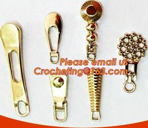Wholesale One side Embossed 3D logo, one side engraved logo gold tone garment/apparel metal zipper pull made in china from china suppliers