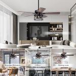 Home Office 5 Plywood 2000LM Crystal Ceiling Fan Light With DC AC Motor