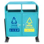 Outdoor Metal 2 Compartment Garbage Can With Iron Mild Steel Material