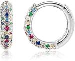 Round Hoop 925 Sterling Silver Earrings Studs , 0.8g Sterling Silver Huggie Hoop
