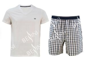 Wholesale Cotton Jersey Men'S V Neck Pajamas / Mens T Shirt And Woven Shorts Pyjamas With Side Pockets from china suppliers