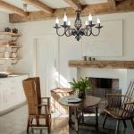 Black Wronght Iron Chandelier Living room Farmhouse Kitchen Frech Country