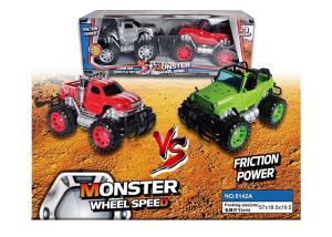 Kids 2 In 1 Friction Powered Toys Jeep Pickup Truck With Big Wheel Multicolor