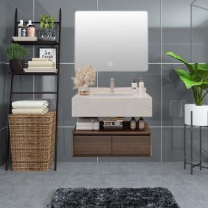 China Marble Countertop Wall Mount Bathroom Vanity Ceramic Basin Hanging Vanity Cabinet on sale