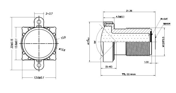 1/3" 2.7mm 3 Megapixel low distortion lens less than 1% ,F2.0 CCLN13027MPF lens