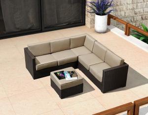China Aluminum Frame Outdoor Furniture L shaped Garden Sofa Set PE Rattan Furniture on sale