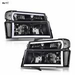 LED DRL Headlights Clear Lens Black Housing Clear Reflector Left Right Head