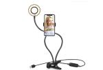 3 Colors Selfie Ring Light with Clip Stand & Phone Holder, Led Circle Lights For