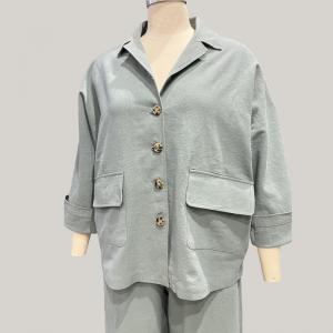 Wholesale Womens Linen Cotton Green Two Pieces Comfy Long Sleeve Button Tops With Pocket Ladies Long Pants from china suppliers