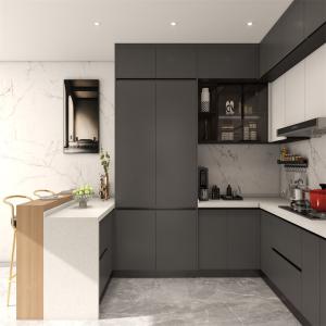 Wholesale Transform Your Kitchen with Customizable Gray Wood Cabinets and MDF Doors from YALIG from china suppliers