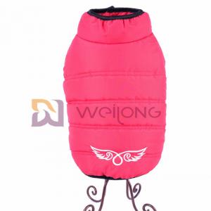 China Silver Snaps Pet Jacket Red Pongee Winter Cotton Dog Padded Jacket on sale
