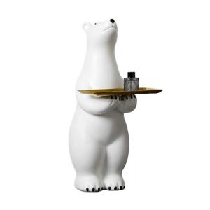 Wholesale Creative White Polar Bear Side Table Large Floor Stand Decor With Tea Tray from china suppliers