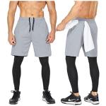 Men'S 2 In 1 Running Pants Workout Gym Shorts Sweatpants With Zipper Pockets