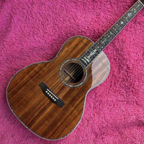 Real Abalone Inlay Ebony Fingerboard 39" OOO45 Style All Solid KOA Acoustic